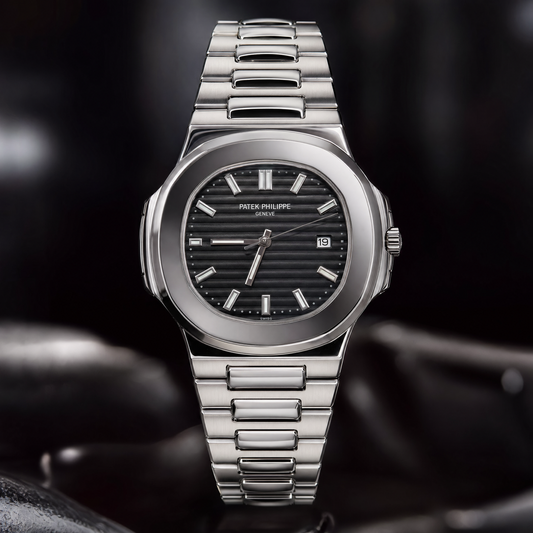PP NAUTILUS SILVER + BLACK Dial